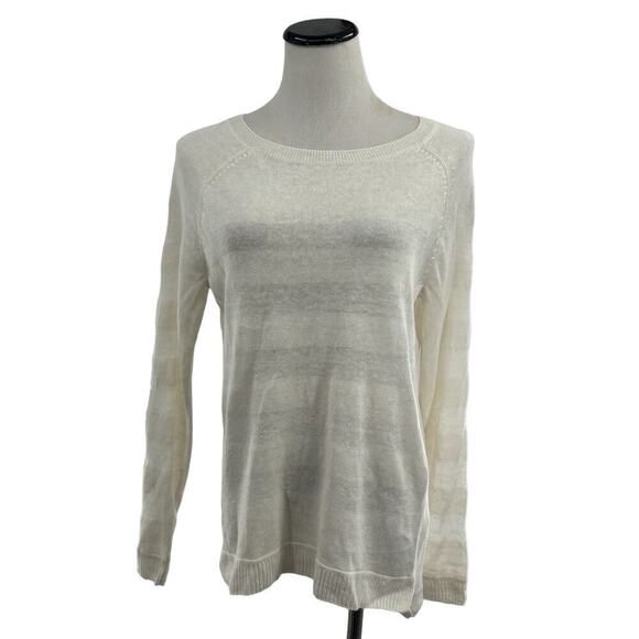 Vince White Oversized Cream Stripe Linen Sweater XS - Picture 2 of 9